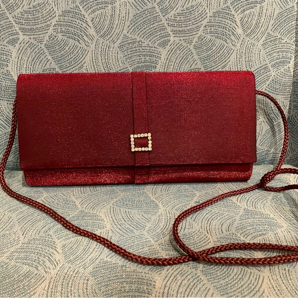 Dark red evening clutch